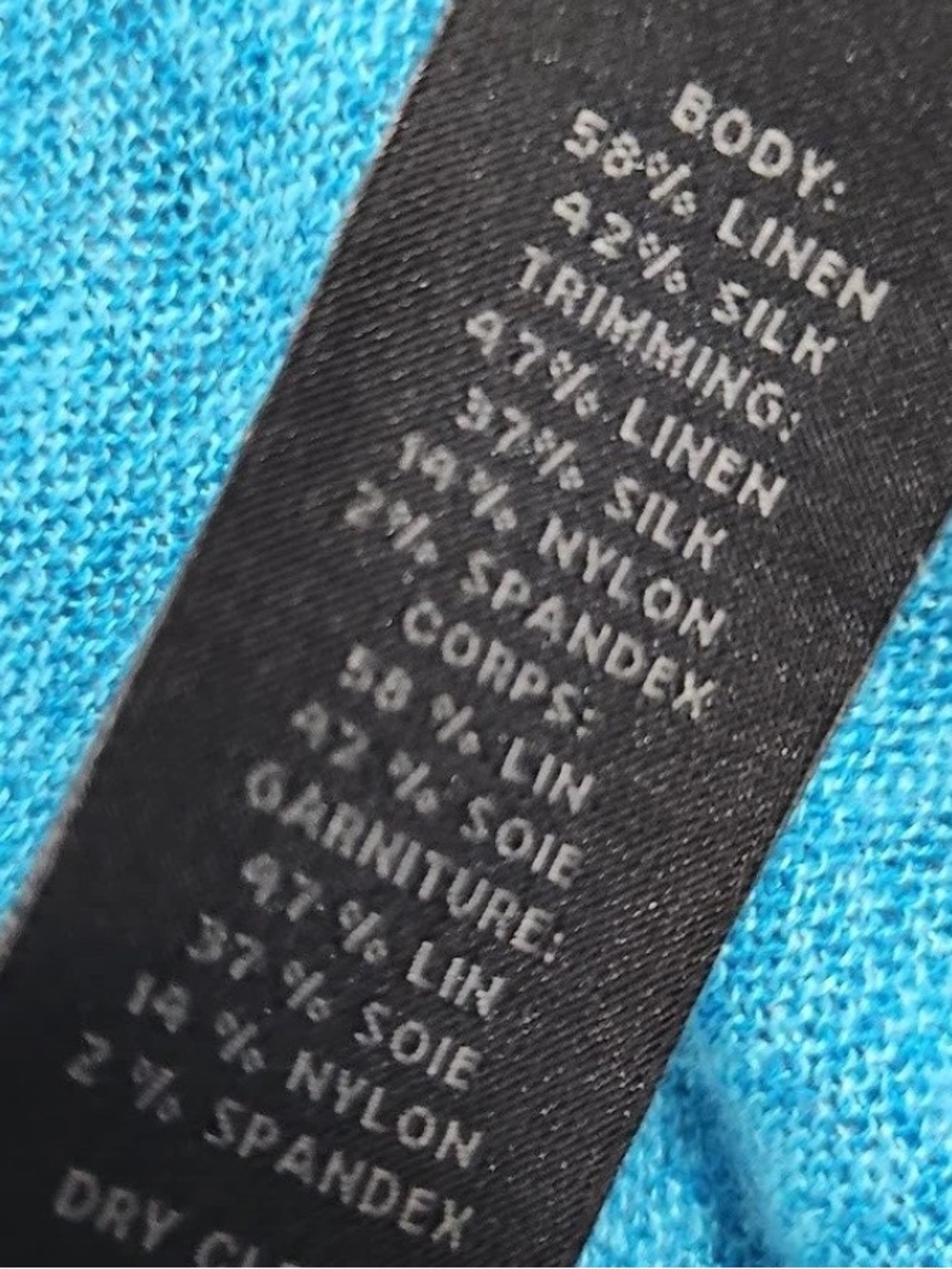 Saks Fifth Ave Tank and Cardigan Set Turquoise Aqua Blue Silk Linen Blend XS - Picture 6 of 6